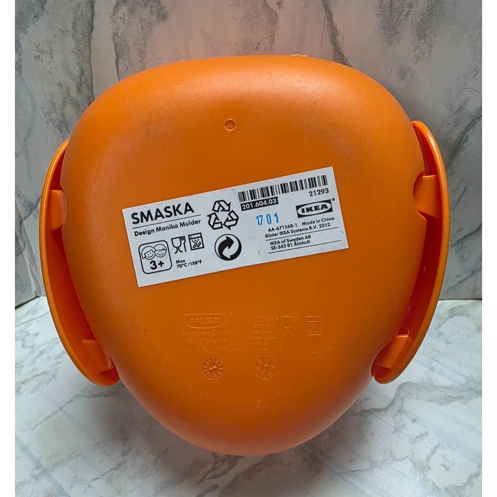 IKEA SMASKA Orange Dog, Black Nose & Eyes w/Snap Down Ears, Snack, School Lunch